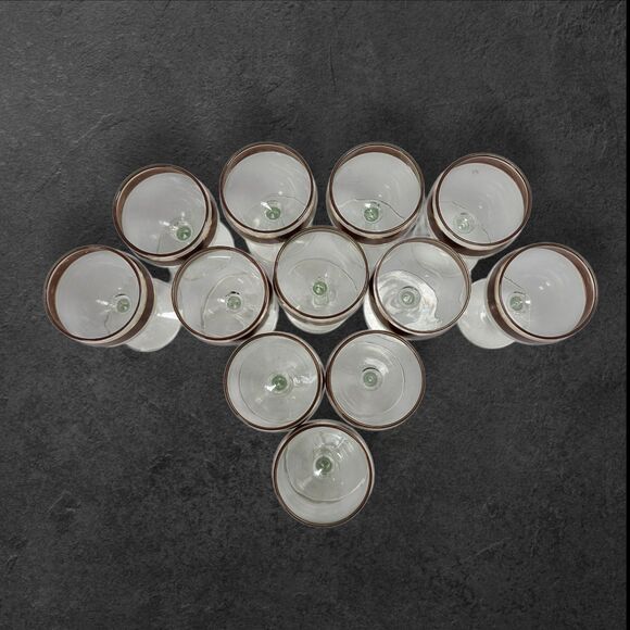 12 Vintage Culver Tortoiseshell Wine Glasses 22K Gold Mid Century Brazilian - Picture 4 of 7